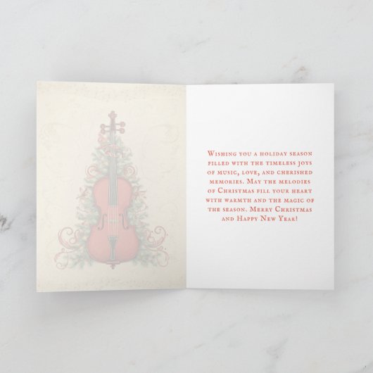  perkament kerstmuziek en cello feestdagen kaart (Binnen)