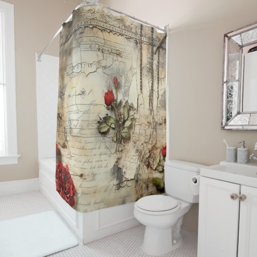  Perkament Liefdesbrief met Bloemen (10) Douchegordijn (In situ)