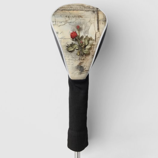  Perkament Liefdesbrief met Bloemen (10) Golfheadcover (Voorkant)