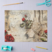  Perkament Liefdesbrief met Bloemen (10) Tissuepapier (Craft)