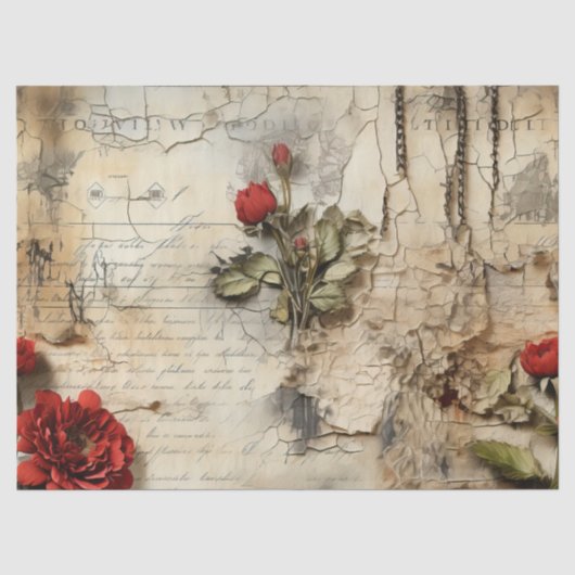  Perkament Liefdesbrief met Bloemen (10) Tissuepapier (Voorkant)