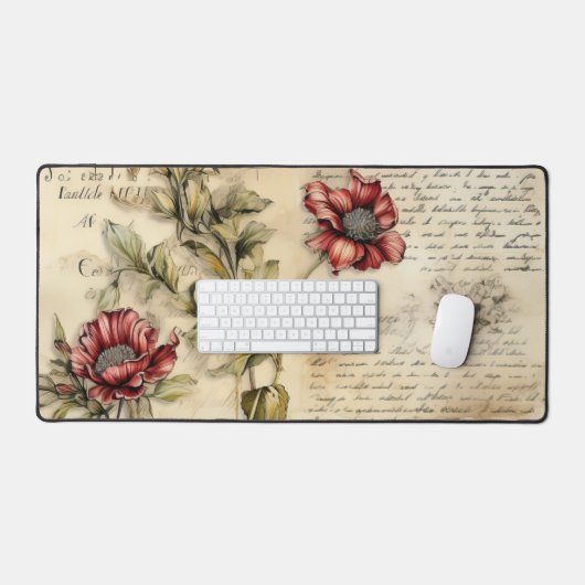 Perkament Liefdesbrief met Bloemen (1) Bureaumat (Keyboard & Muis)