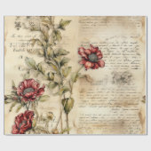 Perkament Liefdesbrief met Bloemen (1) Cadeaupapier (Vlak)