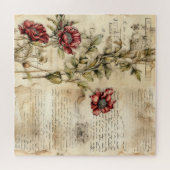 Perkament Liefdesbrief met Bloemen (1) Legpuzzel (Horizontaal)