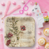  Perkament Liefdesbrief met Bloemen (1) Papieren Bordje (Feest)