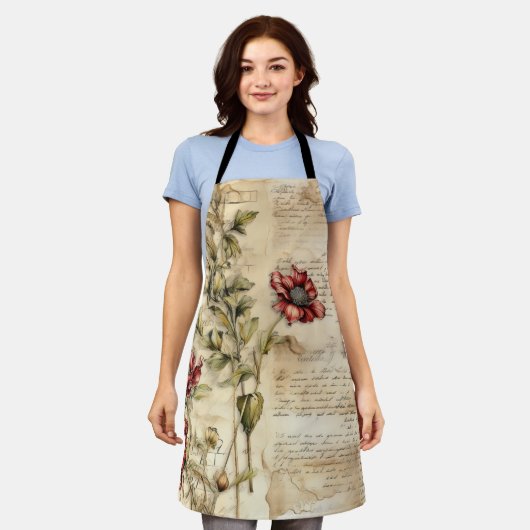  Perkament Liefdesbrief met Bloemen (1) Schort (Gedragen)