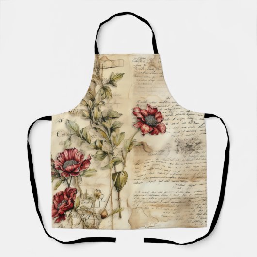 Perkament Liefdesbrief met Bloemen (1) Schort (Voorkant)