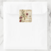 Perkament Liefdesbrief met Bloemen (1) Vierkante Sticker (Tas)