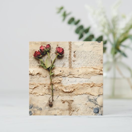 Perkament Liefdesbrief met Bloemen (2) (Staand voorkant)