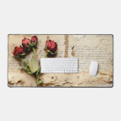  Perkament Liefdesbrief met Bloemen (2) Bureaumat (Keyboard & Muis)