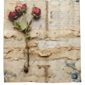  Perkament Liefdesbrief met Bloemen (2) Douchegordijn (Voorkant)