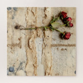 Perkament Liefdesbrief met Bloemen (2) Legpuzzel (Horizontaal)