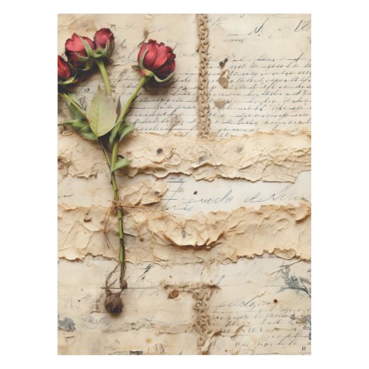 Perkament Liefdesbrief met Bloemen (2) Tafelkleed (Voorkant)