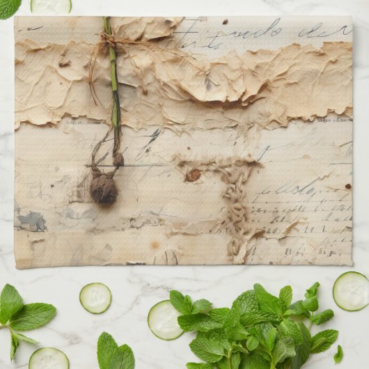  Perkament Liefdesbrief met Bloemen (2) Theedoek (Gevouwen)