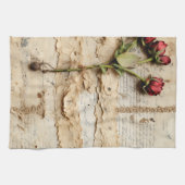  Perkament Liefdesbrief met Bloemen (2) Theedoek (Horizontaal)