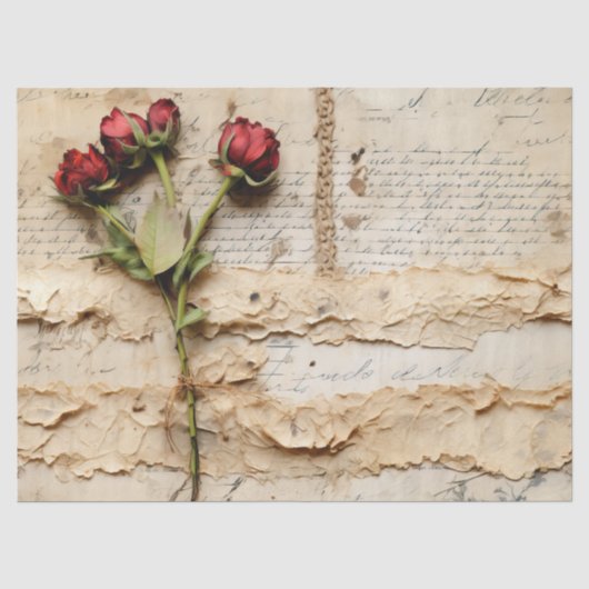 Perkament Liefdesbrief met Bloemen (2) Tissuepapier (Voorkant)