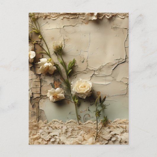 Perkament Liefdesbrief met Bloemen (3) Briefkaart (Voorkant)