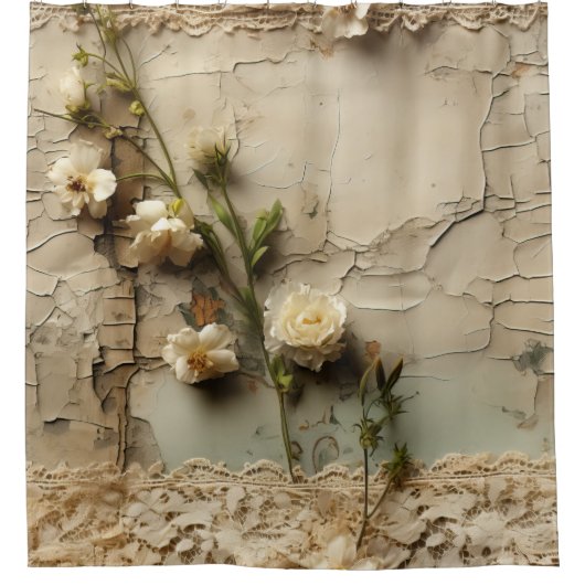  Perkament Liefdesbrief met Bloemen (3) Douchegordijn (Voorkant)