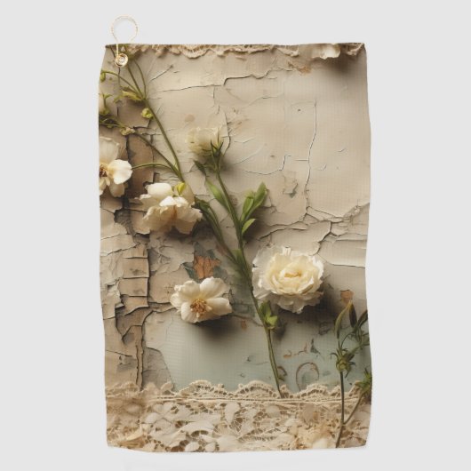 Perkament Liefdesbrief met Bloemen (3) Golfhanddoek (Voorkant)