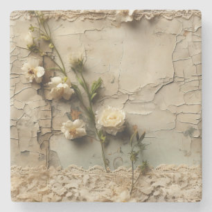 Perkament Liefdesbrief met Bloemen (3) Stenen Onderzetter