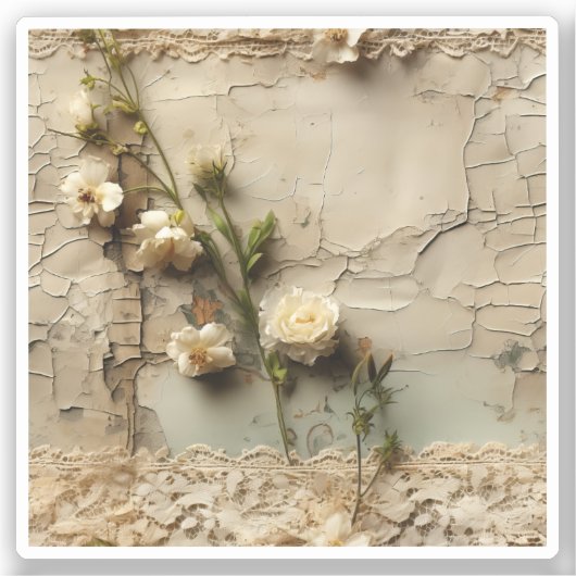 Perkament Liefdesbrief met Bloemen (3) Sticker (Voorkant)