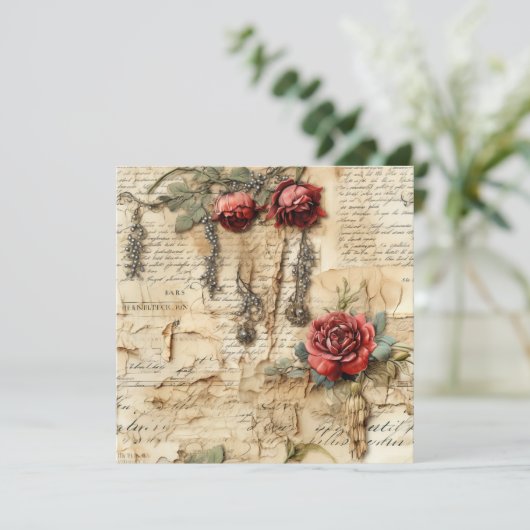  Perkament Liefdesbrief met Bloemen (4) (Staand voorkant)