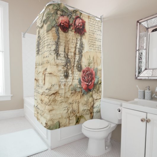  Perkament Liefdesbrief met Bloemen (4) Douchegordijn (In situ)