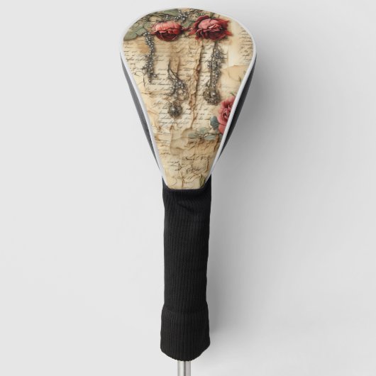  Perkament Liefdesbrief met Bloemen (4) Golfheadcover (Voorkant)