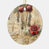 Perkament Liefdesbrief met Bloemen (4) Keramisch Ornament (Links)