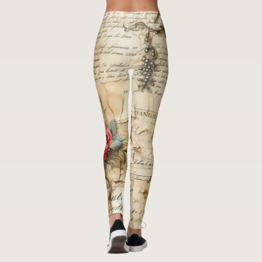  Perkament Liefdesbrief met Bloemen (4) Leggings (Achterkant)