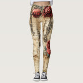  Perkament Liefdesbrief met Bloemen (4) Leggings (Voorkant)