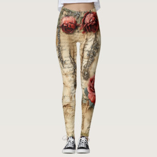  Perkament Liefdesbrief met Bloemen (4) Leggings