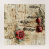  Perkament Liefdesbrief met Bloemen (4) Legpuzzel (Horizontaal)