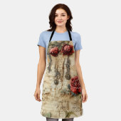 Perkament Liefdesbrief met Bloemen (4) Schort (Gedragen)