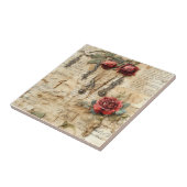 Perkament Liefdesbrief met Bloemen (4) Tegeltje (Zijkant)