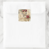 Perkament Liefdesbrief met Bloemen (4) Vierkante Sticker (Tas)