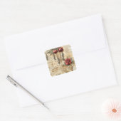Perkament Liefdesbrief met Bloemen (4) Vierkante Sticker (Envelop)