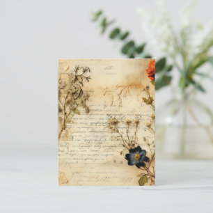 Perkament Liefdesbrief met Bloemen (5) Briefkaart