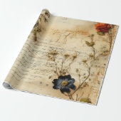  Perkament Liefdesbrief met Bloemen (5) Cadeaupapier (Uitgerold)