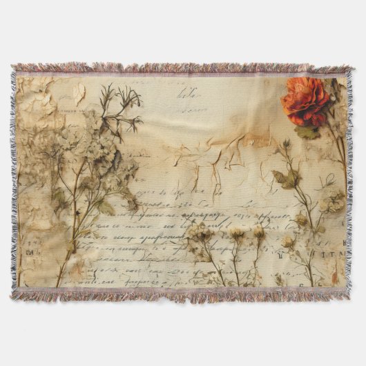 Perkament Liefdesbrief met Bloemen (5) Deken (Voorkant)