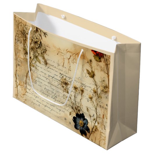  Perkament Liefdesbrief met Bloemen (5) Groot Cadeauzakje (Voorkant Gekanteld)