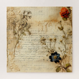  Perkament Liefdesbrief met Bloemen (5) Legpuzzel