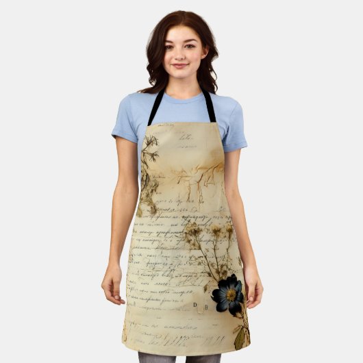  Perkament Liefdesbrief met Bloemen (5) Schort (Gedragen)