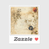 Perkament Liefdesbrief met Bloemen (5) Sticker (Vel)