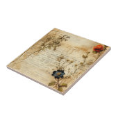 Perkament Liefdesbrief met Bloemen (5) Tegeltje (Zijkant)