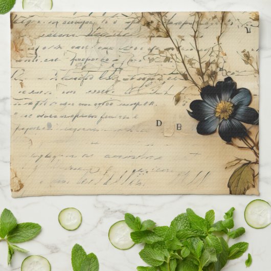  Perkament Liefdesbrief met Bloemen (5) Theedoek (Gevouwen)