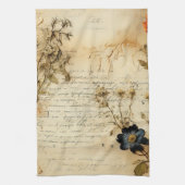  Perkament Liefdesbrief met Bloemen (5) Theedoek (Verticaal)