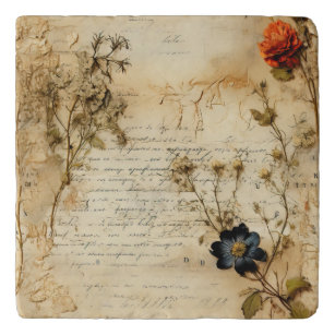  Perkament Liefdesbrief met Bloemen (5) Trivet