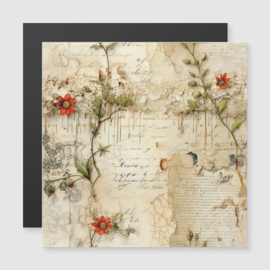  Perkament Liefdesbrief met Bloemen (6) (Voorkant / Achterkant)
