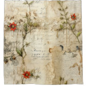 Perkament Liefdesbrief met Bloemen (6) Douchegordijn (Voorkant)